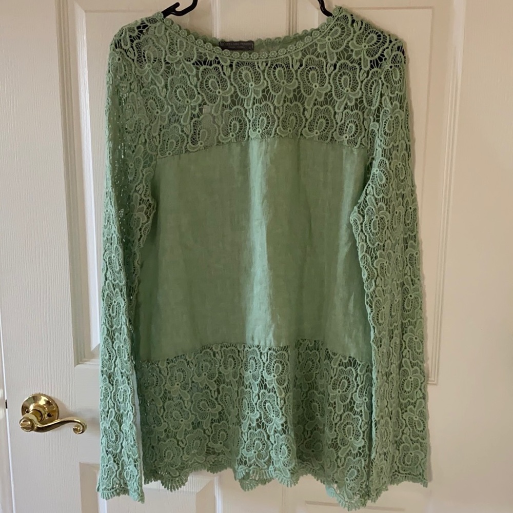 Made in Italy - Laced linen and cotton top